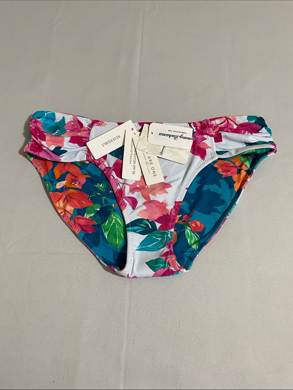 TOMMY BAHAMA Bougainvillea Reversible Side-Shirr Hipster Bikini Bottom Size XS